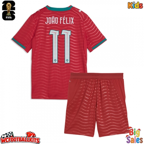 Portugal Joao Felix #11 Replica Home Stadium Kit for Kids World Cup 2026 Short Sleeve (+ pants)